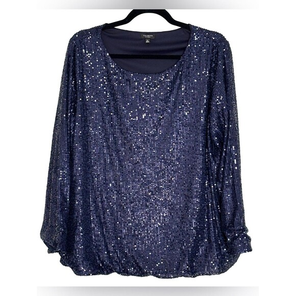 Talbots Tops - Talbots Allover Sequin Long Sleeve Top Navy Size 1XP